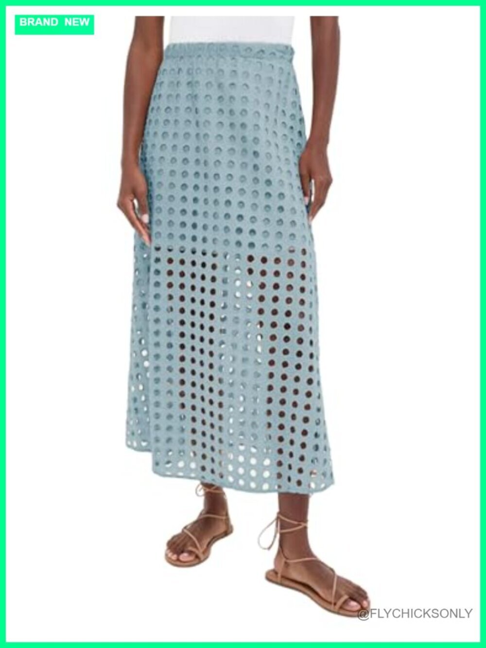 Cotton Eyelet Beach Maxi Skirt with Underneath
